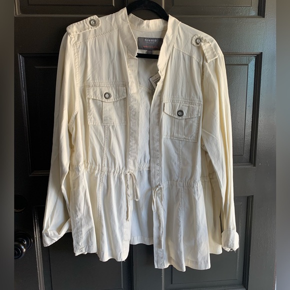 Torrid Jacket size  2 - Tie Waist  Long Sleeve -Cream - New With Tags - Picture 1 of 7